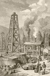 Un puits de pétrole en Pennsylvanie au XIXe siècle, USA - English School